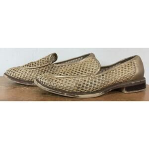 Sarto Gold Vegan Faux Leather Woven Comfort Loafers Shoes 8 38